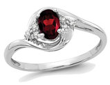 1/2 Carat (ctw) Natural Red Garnet Ring in 14K White Gold with Diamond Accents